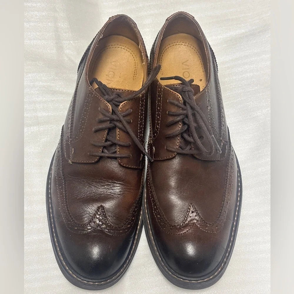 Vionic Bowery Bruno Brown Leather Brogue shoes (Size: 9)